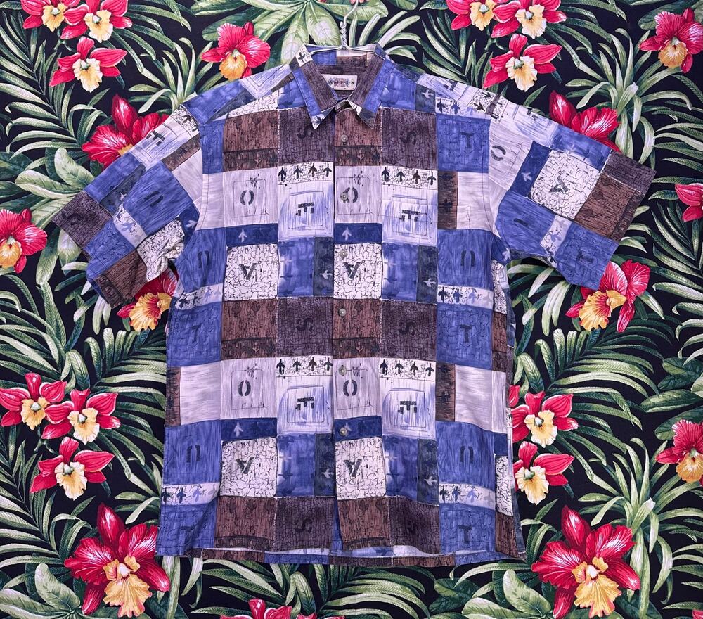 Vintage Campia Moda Abstract Design Button Down Shirt Sz S